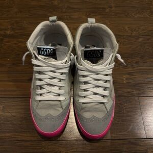 Golden Goose Gray and Pink Nubuck Sneakers